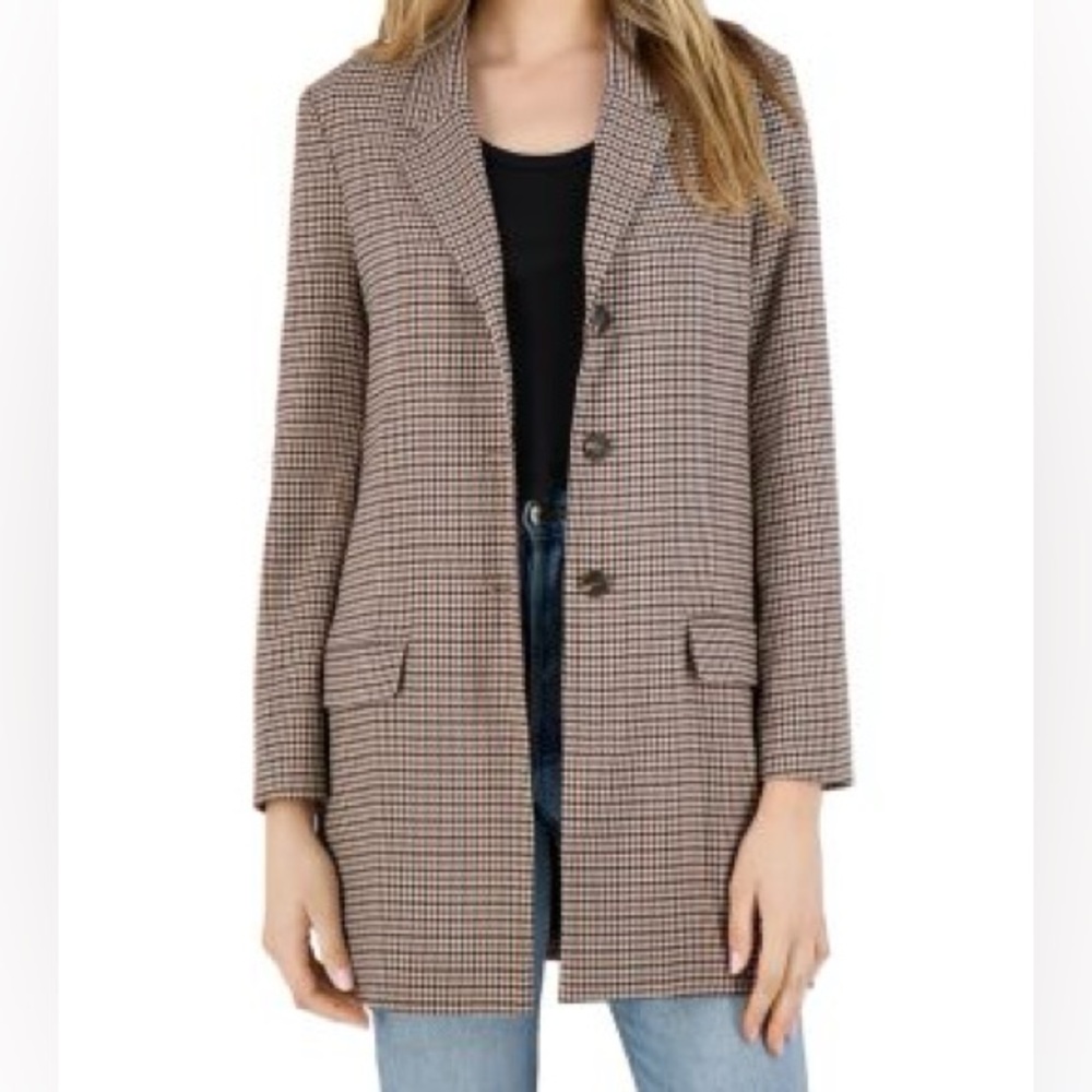 BB Dakota Checking Up Check Blazer in Walnut